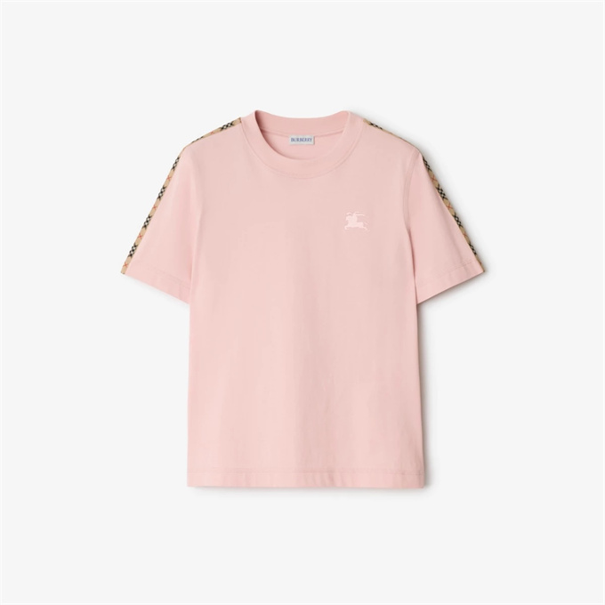 burberry check panel ekd embroidery cotton t-shirt